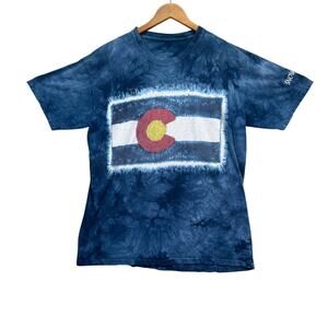 Colorado Tie Dye The Mountain T Shirt Blue Flag Tee Snowmass Village Lodge L